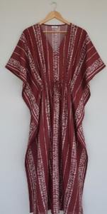 Caftán de Algodón de Alta Calidad para Mujer, Estilo Tie Dye Bali, para Cruceros, Vacaciones, Resort, Cintura Elástica, Talla XL, Verano, Otoño - Product Image 5