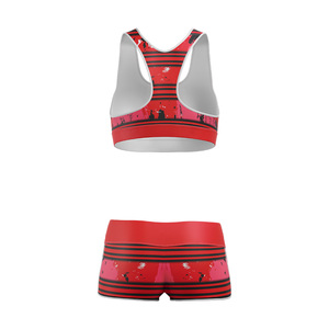 OEM 2 Piece Fitness Set Racer Back Sports <b>Bra</b> and Shorts with Quick Dry Eco Friendly Stretch Fabric Design - Product Image 2