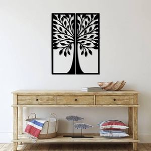 Leaf design new wall hanging art set of 4 new custom design matte polished black <b>top</b> quality - Product Image 3