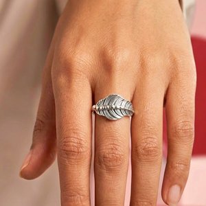 Anillo de Plata de Ley con Diseño de Hoja para Mujer, Hecho a Mano, Inspirado en la Naturaleza, Minimalista, para Regalo - Product Image 2