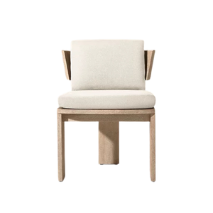 Modern Armless Single Dining <b>Chair</b> for Villa Park Solid Teak Wood <b>Padded</b> Backrest and Seat Eco-Friendly Outdoor Furniture - Product Image 4