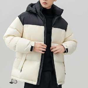 Veste matelassée respirante en polaire à blocs de couleur pour homme, avec capuche et fermeture éclair, parka chaude d'hiver, manteau décontracté pour l'extérieur - Product Image 1