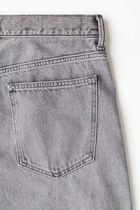 Jean en denim large pour homme 100 % coton, écologique, gris délavé, coupe ample élégante, style vintage décontracté, couleur unie de qualité supérieure, boutonné - Product Image 5