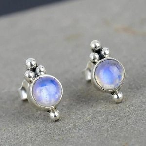 Blue Flashy Milky Emerald Cut Stud <b>Earrings</b> 925 Sterling Silver 18K Gold Plated Rhodium Handmade Jewelry Gift for Women Elegant - Product Image 3