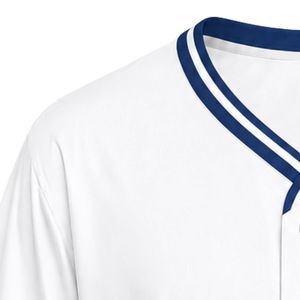 Camiseta de Béisbol Blanca para Mujer, Manga Corta, Cuello en V con Botones, Ribete Azul Marino y Bordado, para Deportes de Equipo, Estilo Casual - Product Image 3