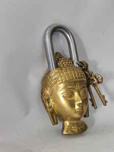 Cadenas Bouddha en Laiton et Acier de Haute Qualité, Technologie de Verrouillage Avancée, Robuste et Durable, Sécurité Traditionnelle, Fait Main, à Clé - Product Image 3