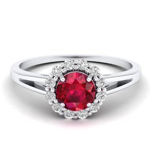 Anillo de Compromiso Solitario de Plata de Ley 925 con Moissanita Certificada REYES GRA, Corte Redondo, 0.84 Quilates, Gema de Rubí, Joyería para Mujer - Product Image 1