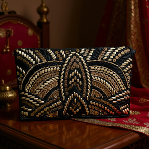 Indian Traditional Luxury Handbag Multicolor <b>Crystal</b> Glass <b>Beaded</b> Durable Artisan Craft Premium Baguette Fashion Accessories - Product Image 3