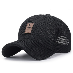 Mesh Trucker Cap Unisex Adjustable Back Closure Breathable Outdoor Sports <b>Hat</b> Solid Black 6-Panel Design Casual Style - Product Image 2