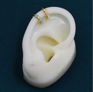 Manchette d'oreille en opale en argent sterling, argent ou or, boucles d'oreilles minimalistes sans perçage, manchette d'oreille opale - Product Image 4