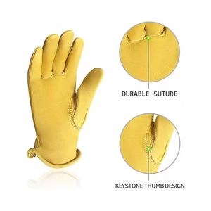 New Arrivals High Quality Cowhide Leather Anti-Cut Driver Working <b>Gloves</b> Custom Soft Hand Protection Safety Driving <b>Gloves</b> - Product Image 3
