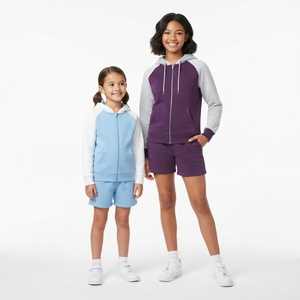 Ensemble décontracté pour filles : sweat à capuche zippé et short assorti, manches longues, confortable et décontracté pour le quotidien - Product Image 4