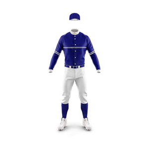 Ensemble de maillots de baseball pour hommes, bleu marine et blanc, manches longues, évacuation de l'humidité, 100% polyester, impression par sublimation, vêtements d'équipe, numéro 10, nom - Product Image 2