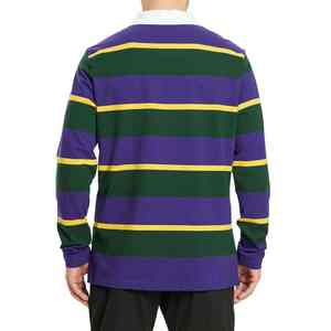 <b>Men's</b> Lightweight 100% Cotton Rugby <b>Shirt</b> Slim Fit Knitted <b>Striped</b> <b>Long</b> <b>Sleeves</b> Print Quick Dry - Product Image 5