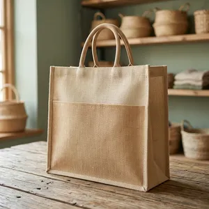 Bolsa de Yute Ecológica de Alta Demanda, 14x12x5, Bolsa de Compras Tejida Natural con Asas Resistentes para Compras Diarias - Product Image 5