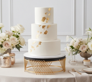 Premium Round Metal <b>Cake</b> <b>Stand</b> Black Top Gold Base Non-Toxic Display <b>Stand</b> For Desserts And Events Elegant Tabletop Accent - Product Image 5