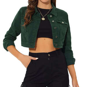 TIXAY SPORTS High Quality Women's <b>Denim</b> <b>Jacket</b> Solid Color Short Long Sleeve Casual Spring Medium Wash - Product Image 3