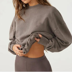 Sudadera de Felpa de Algodón 100% de Primera Calidad para Mujer, Corte Regular, Hombros Caídos, Estilo Holgado, con Logotipo Frontal para Invierno - Product Image 1