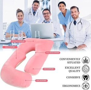 Oreiller de grossesse pleine longueur avec housse extérieure rafraîchissante amovible et lavable, respirant, pour soutien du dos et de la taille pendant la maternité - Product Image 5