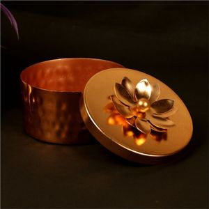 Premium Handcrafted Brass Finish Dry Fruit Storage <b>Box</b> <b>Set</b> Decorative Metal Bowl with Floral Lid for Kitchenware Hospitality Jar - Product Image 3