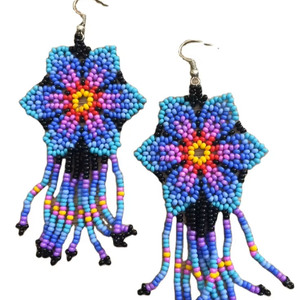 Pendientes hechos a mano con bordado de cuentas de colores azul y naranja, diseño personalizado, para venta al por mayor al mejor precio desde India. - Product Image 1