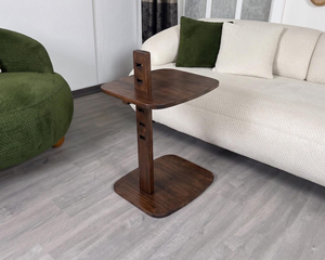 Table d'appoint réglable en bois foncé pour ordinateur portable, en hêtre massif, support portable pour ordinateur, table de travail de chevet - Product Image 3