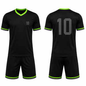 Custom Black, Neon Green, and Grey Soccer uniform Set | Premium V-Neck Football Uniform | Breathable Quick-Dry Teamwear - Product Image 3