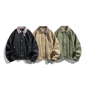 เสื้อแจ็คเก็ตบอมเบอร์อเมริกันสไตล์ใหม่สำหรับฤดูใบไม้ร่วง  แบบเรียบง่าย  คอปกพับได้  เหมาะสำหรับใส่ทำงานหรือสตรีทแวร์ - Product Image 5