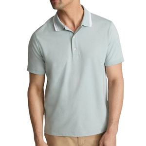Polo de Algodón Piqué Azul Claro para Hombre, Manga Corta, Color Sólido, Estilo Casual - Product Image 1