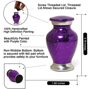 Urnes funéraires miniatures en aluminium violet moucheté pour cendres funéraires, style galaxie, flacon décoratif pour cendres - Product Image 2