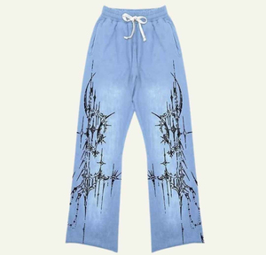 Custom Plus Size Acid Wash Breathable Windproof Solid Streetwear Sweat <b>Jogger</b> Stacked Pants Tracksuits Heavyweight Tech Fleece - Product Image 3