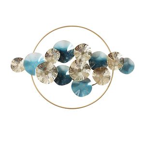 35.4 \ "moderno arredamento da parete in metallo di lusso con foglie blu scavate per accenti di luce del soggiorno - Product Image 6
