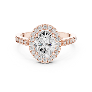 Anillos de Halo Clásicos para Compromiso, Boda y Aniversario, Diamante Cultivado en Laboratorio de Corte Ovalado de 2 CT E VVS VS, Anillo de Oro Sólido de 14K, Gran Venta - Product Image 5