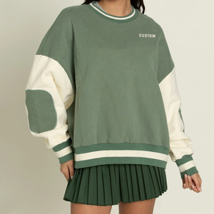 Sudadera de Cuello Redondo de Forro Polar Grueso de Alta Calidad para Mujer, Estilo Urbano, Diseño de Bloques de Color con Logotipo Personalizado, para Invierno - Product Image 4