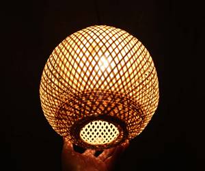 Round Bamboo Pendant Light Natural Woven Lampshade 11x11.5 Inch Hanging <b>Ceiling</b> Lamp Boho Home <b>Decor</b> Supplier - Product Image 5