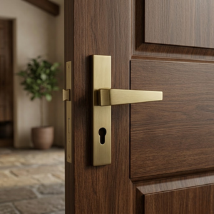 Designer Brass Door <b>Handle</b> Set with Mortise <b>Lock</b> | Luxury Lever <b>Handles</b> for Interior Doors, Hotel Rooms, Home & Office Decor - Product Image 3