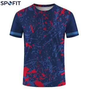 Camiseta Deportiva de Manga Corta para Hombre, Estampado por Sublimación, Secado Rápido, Cuello Redondo, Corte Regular, Azul, Verde, Negro, Patrón Tejido, Poliéster - Product Image 6