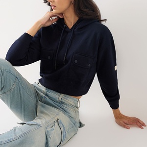 เสื้อฮู้ดครอปผู้หญิงผ้าฝ้ายแท้ 100% คุณภาพสูง ทรงตรง มีฮู้ด เหมาะสำหรับออกกำลังกาย - Product Image 3