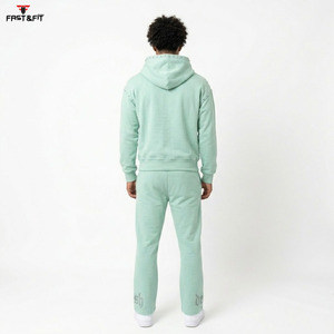 Custom Design <b>Men's</b> Slim Fit 100% Cotton Windproof Solid Color Tracksuit for Fitness Wear Made in Pakistan - Product Image 6