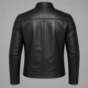 Blouson de moto unisexe en cuir noir avec empiècements orange, manches longues, coupe-vent, respirant, protection UV, ventilé - Product Image 4