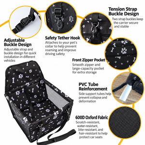Large Capacity Pet Car Seat <b>Carrier</b> Adjustable Waterproof Oxford Booster Basket for <b>Cats</b> and Small Dogs Foldable Travel Bed - Product Image 3