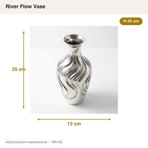 Vase à fleurs en laiton argenté poli miroir fait main de 25 cm, design défilé de rivière, centre de table pour la décoration intérieure, les hôtels et les mariages - Product Image 5