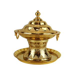 Luxury Arabic Gold Stainless Steel Eco-friendly Date <b>Pot</b> Handmade Modern Khajoor Bowl with <b>Lid</b> Tray Party Wedding Gifting - Product Image 1