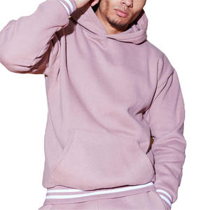 <b>Men</b> Hooded Tracksuit Set Full Length Cotton Sweatshirt and Jogger Pants Solid Color Side Pockets Casual Autumn Wear - Product Image 6