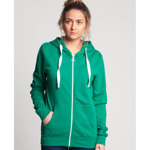 Sudadera con capucha y cremallera para mujer, estilo urbano, con bordado a cuadros, transpirable, talla grande, 100% algodón - Product Image 3