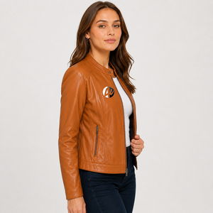 stylish <b>woman</b> leather <b>jacket</b> with premium stitching soft inner lining timeless appearance perfect for everyday wear and <b>smart</b> - Product Image 2