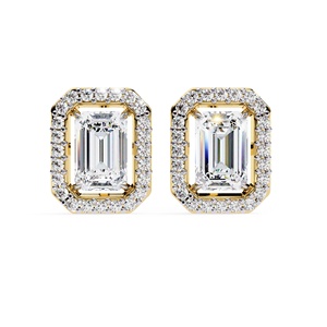Unique Design 0.50 CT Each <b>Emerald</b> Cut <b>Stud</b> Earrings 14K Solid Gold Fashion Earrings For Women Lab Grown Diamond Jewelry - Product Image 3