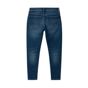 Men's Slim Fit Denim Jeans Dark Blue Wash With <b>Thigh</b> Whiskering Cotton Stretch Trousers For Fashion Wear - Product Image 2