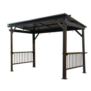6.5x12FT Hardtop Galvanized Steel Roof Grill Gazebo Outdoor BBQ with 2 Side <b>Shelves</b> <b>Metal</b> Permanent Canopy & Pergola - Product Image 1