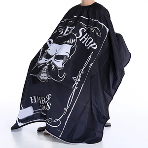 Capa de Peluquería RAMAFHH y MEDAX R&M-BC-62 Negra de Pongee Antiadherente con Diseño de Calavera, Cómoda para Uso Profesional en Salón y Barbería - Product Image 1
